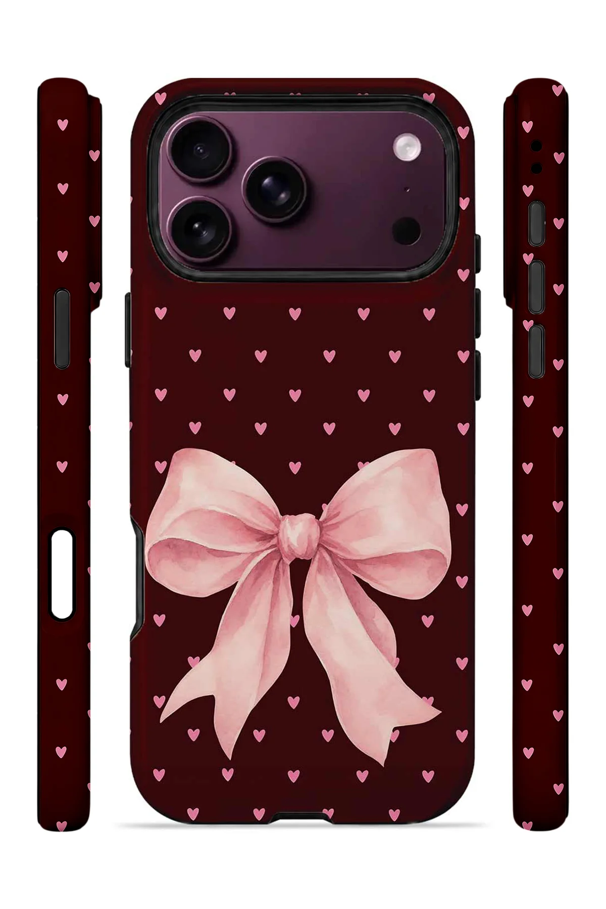 iPhone 18 Pro Vorian MagSafe Çift Katmanlı Blush Heart Bow Kılıf - Görsel 3