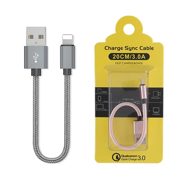 iPhone 3.0A Hızlı Şarj USB Kablo 20cm - Ally (5775)