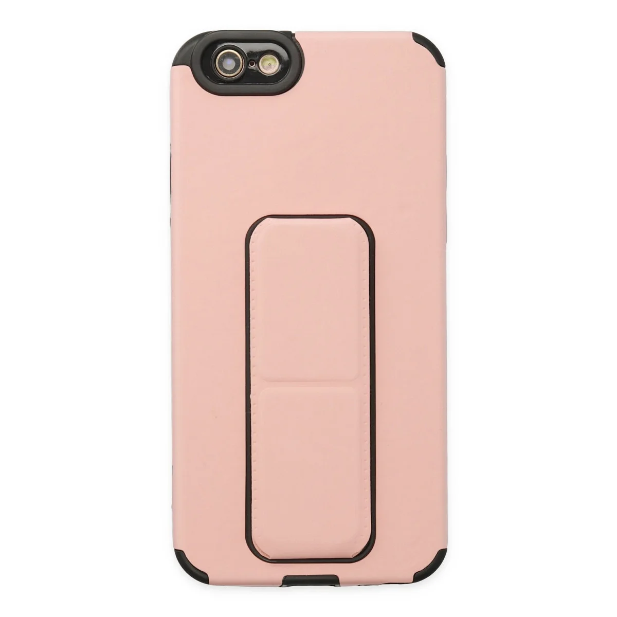 iPhone 6 Kılıf Mega Standlı Silikon - Pudra (Otomatik Açılır Stand)
