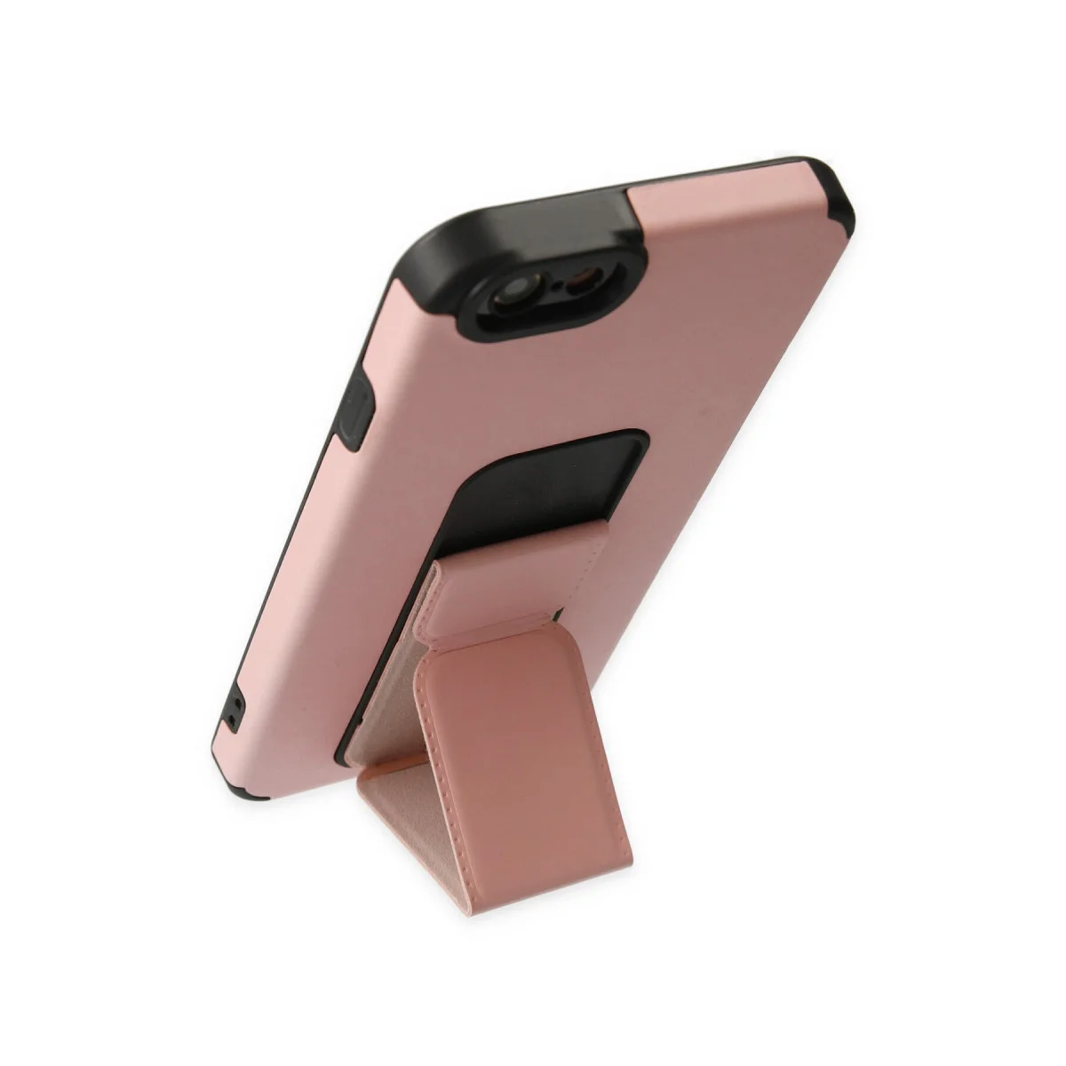 iPhone 6 Kılıf Mega Standlı Silikon - Pudra (Otomatik Açılır Stand)