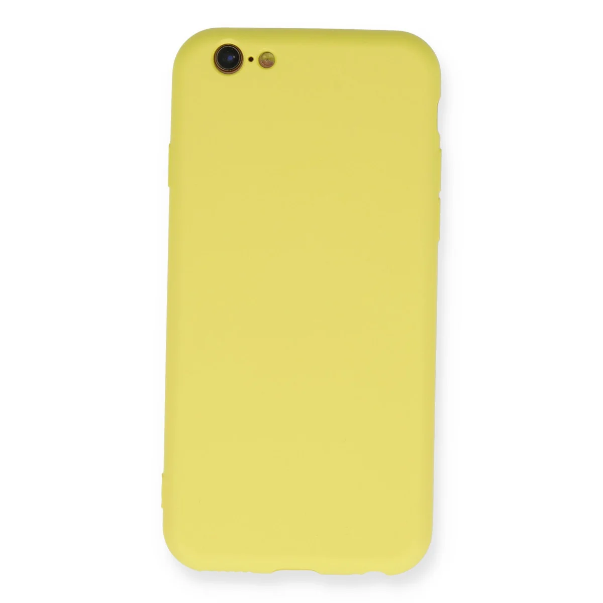iPhone 6 Nano İçi Kadife Silikon Kılıf - Sarı (Yerli Üretim ve Koruma)