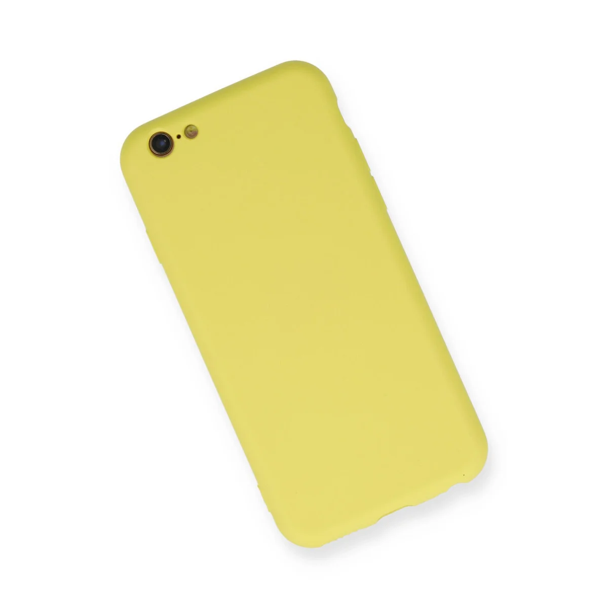 iPhone 6 Nano İçi Kadife Silikon Kılıf - Sarı (Yerli Üretim ve Koruma)