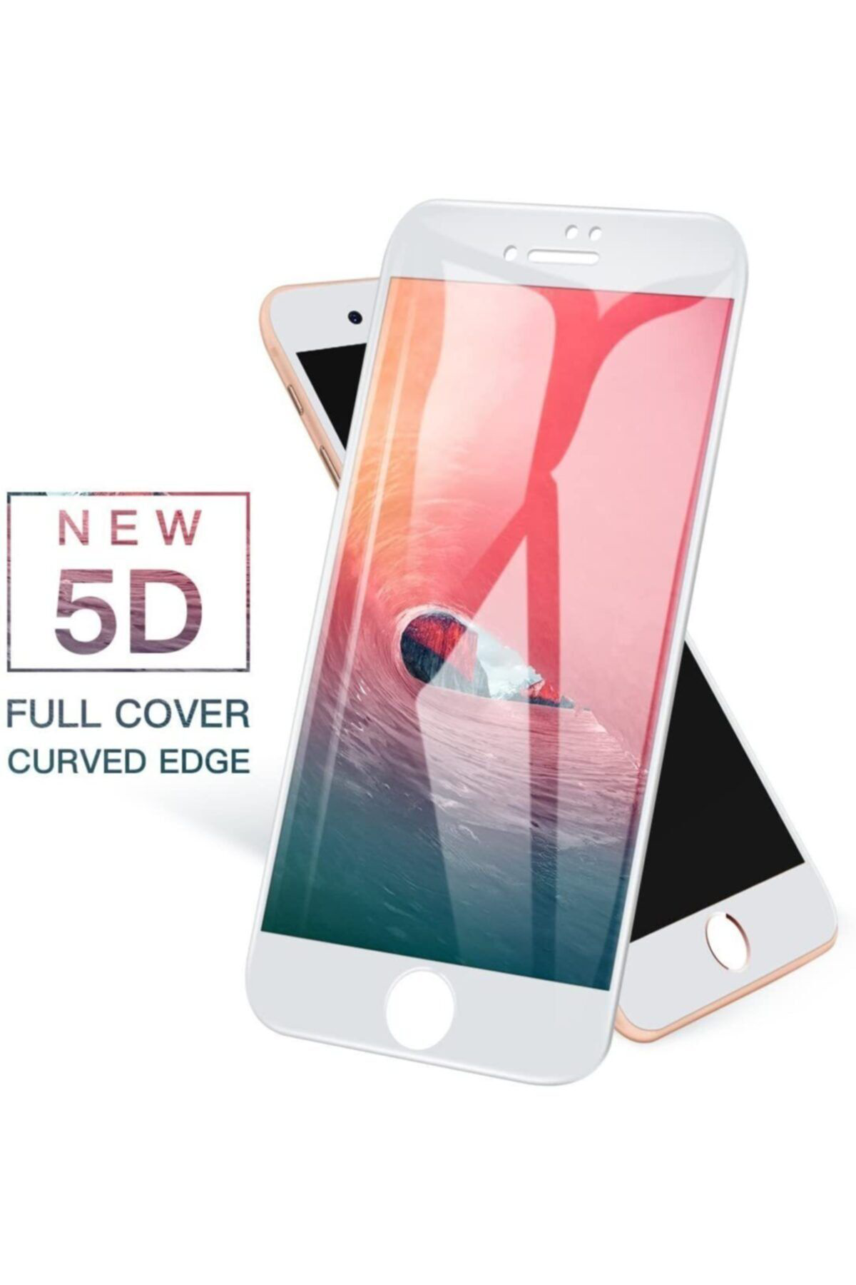 Iphone 6 Plus / 6s Plus Beyaz 5d Ultra Kavisli Ekran Koruyucu Kır