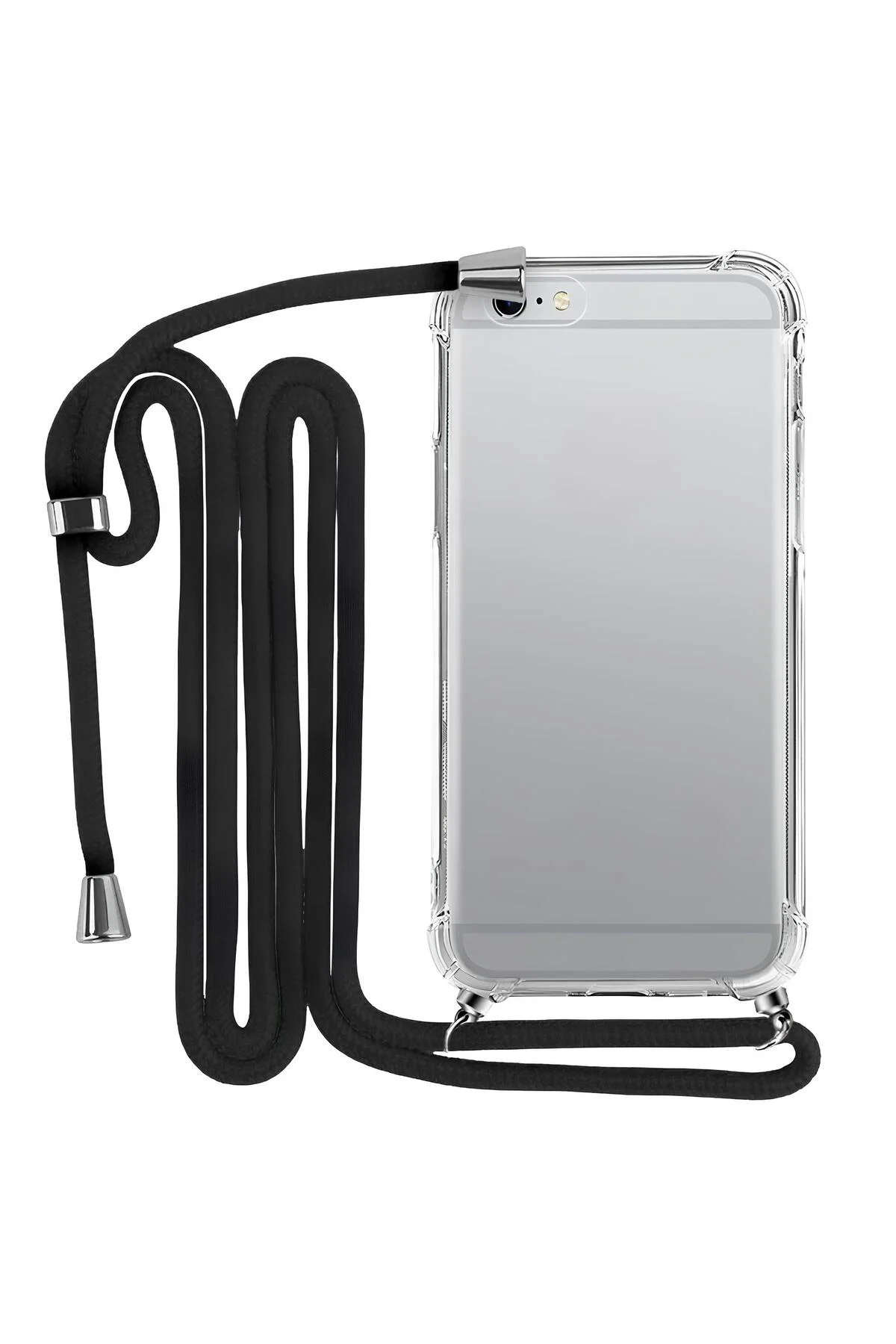 iPhone 6 Plus Boyun Askılı Şeffaf Tank Kılıf Siyah