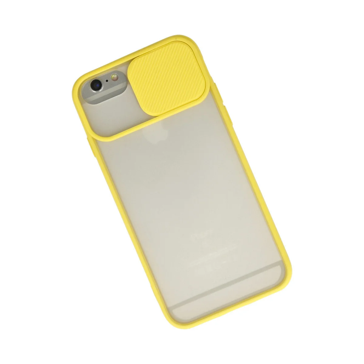iPhone 6 Plus Kamera Sürgülü Silikon Kılıf - Palm Buzlu Kapak - Sarı