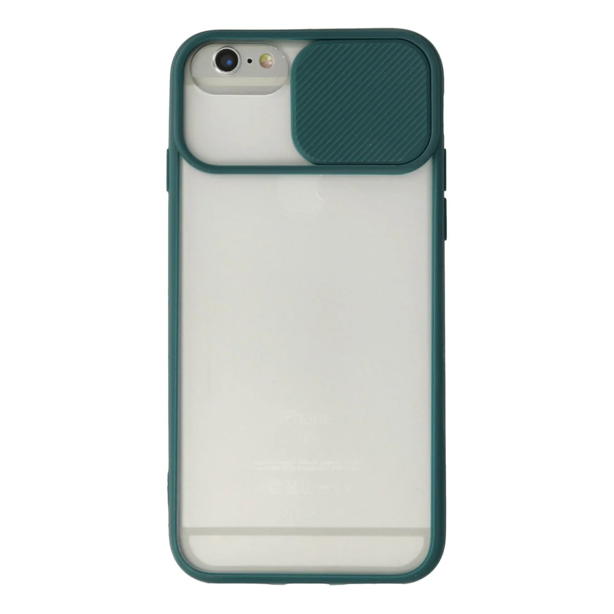 iPhone 6 Plus Kılıf - Buzlu Silikon Kamera Sürgülü Yeşil Kılıf