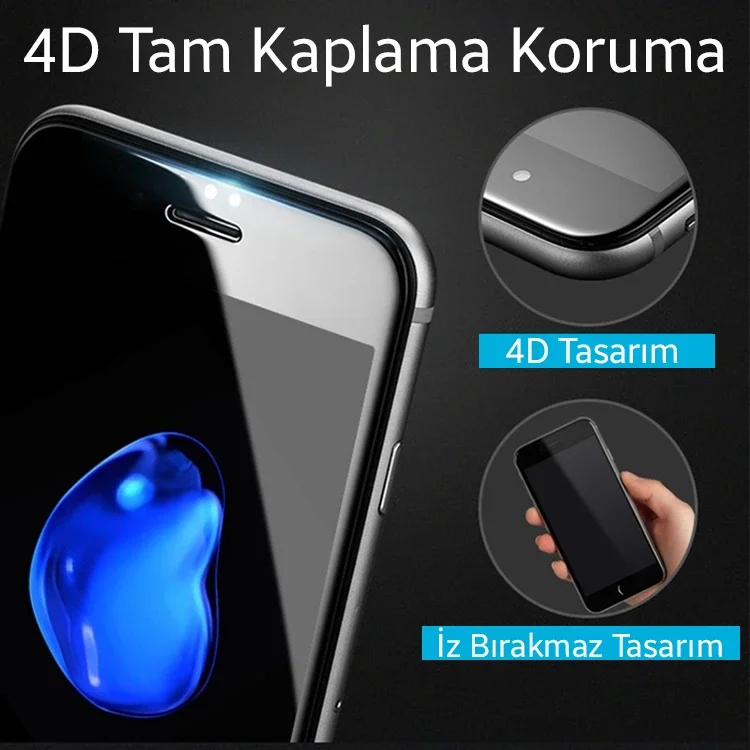 iPhone 6S Plus 4D Kavisli Full Cam Kırılmaz Koruyucu - 5775 Model