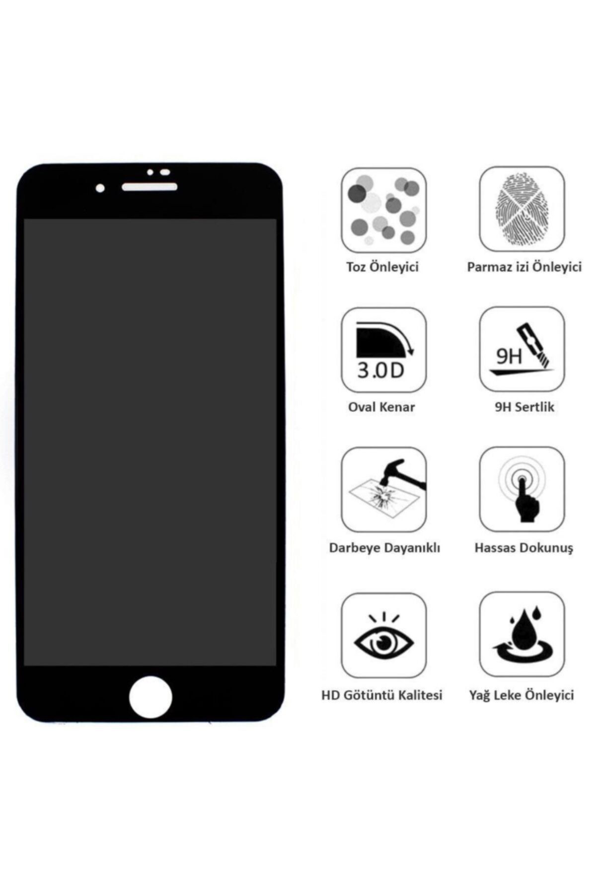 Iphone 6s Plus 6d Kavisli Temperli Hayelet Ekran Koruyucu (renk -
