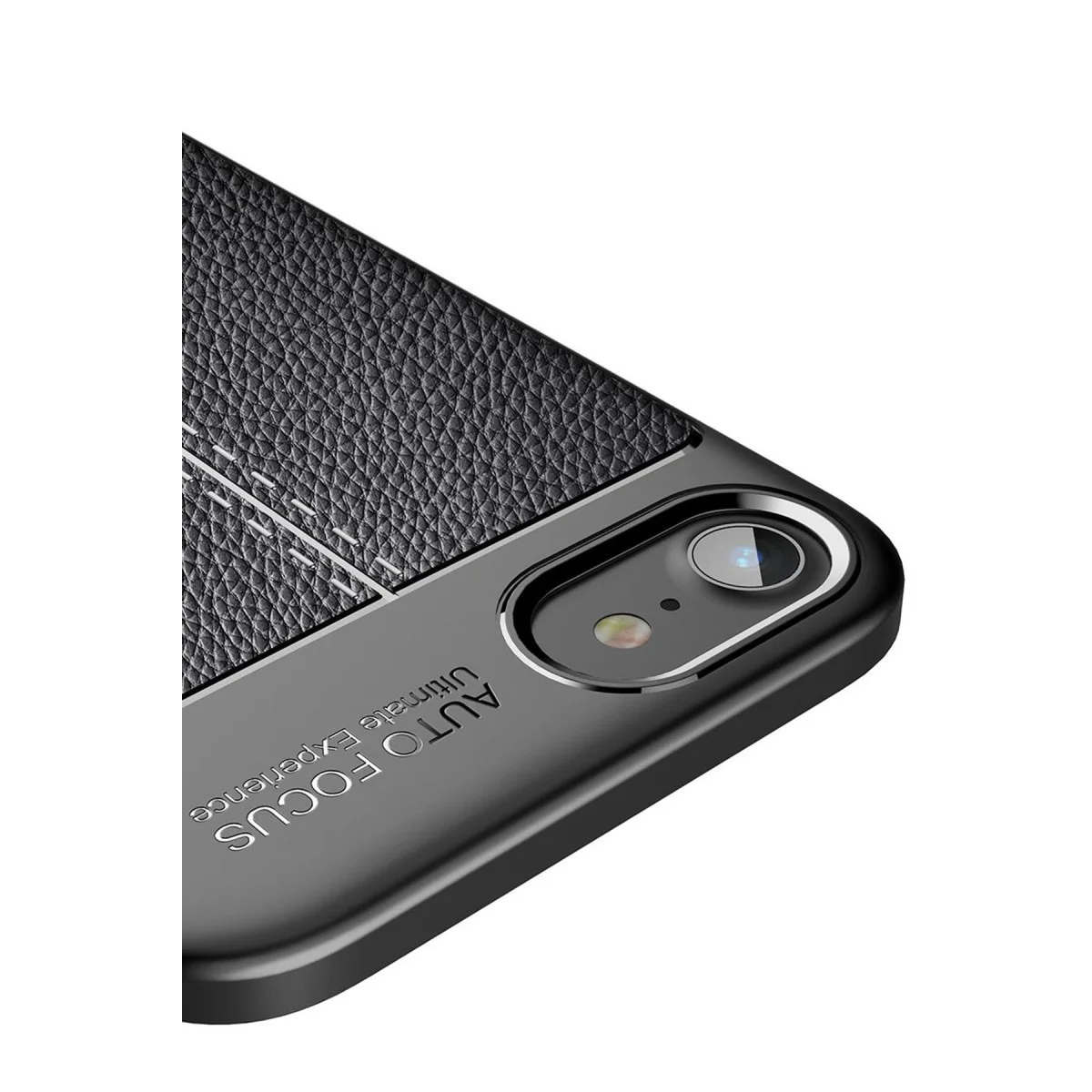 iPhone 7 Auto Focus Kılıf – Kırmızı TPU Deri Dokulu Korumalı Kılıf