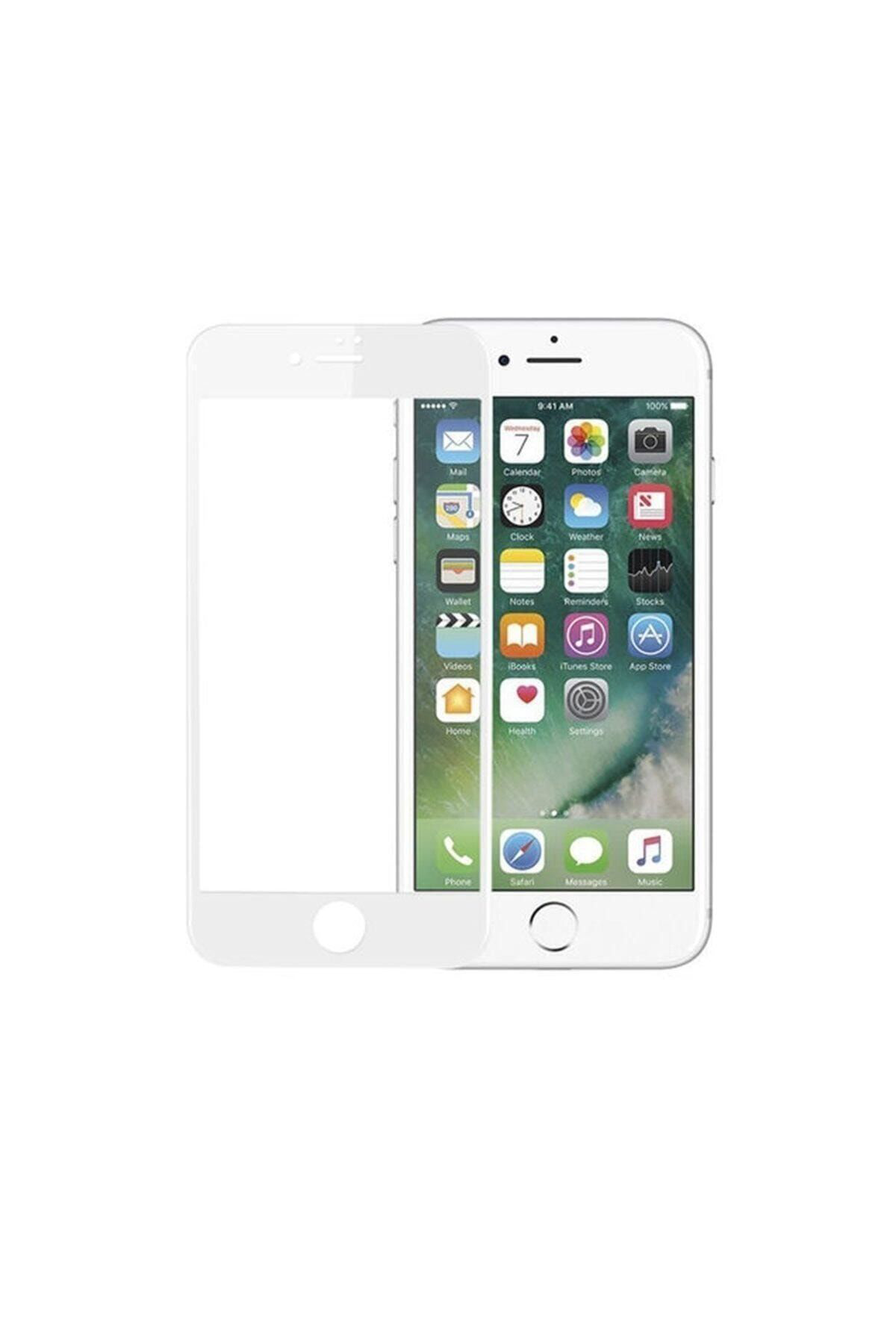 iPhone 7 Kavisli Tam Kaplayan 9D Ekran Koruyucu Film Beyaz