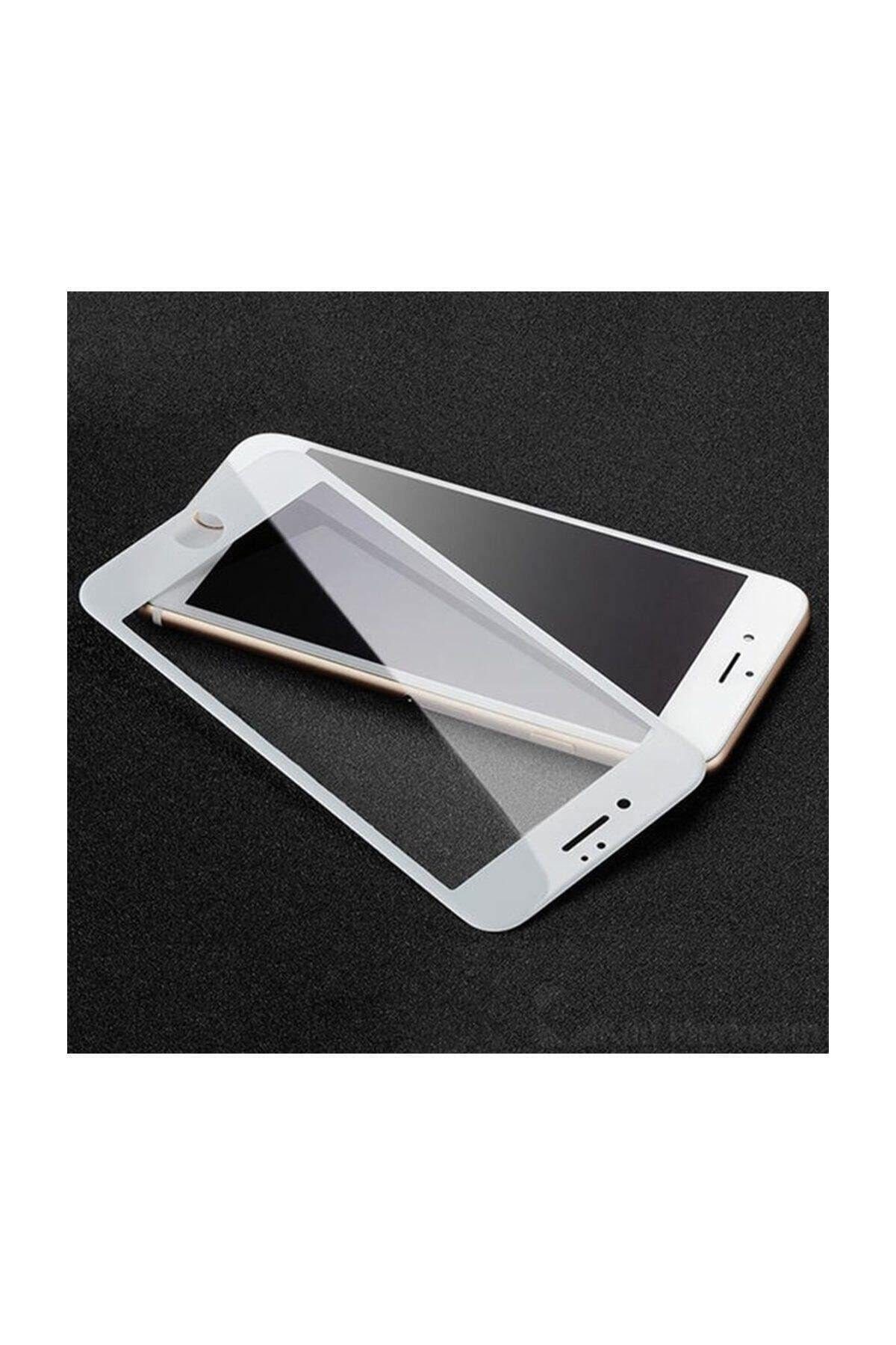 iPhone 7 Kavisli Tam Kaplayan 9D Ekran Koruyucu Film Beyaz