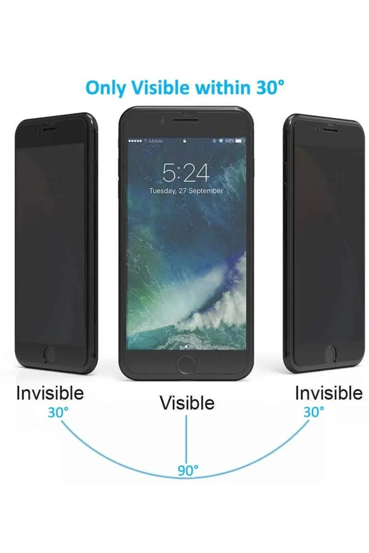 Iphone 7 Plus Beyaz Mat Hayalet Tam Kaplayan Uyumlu Kırılmaz Cam 