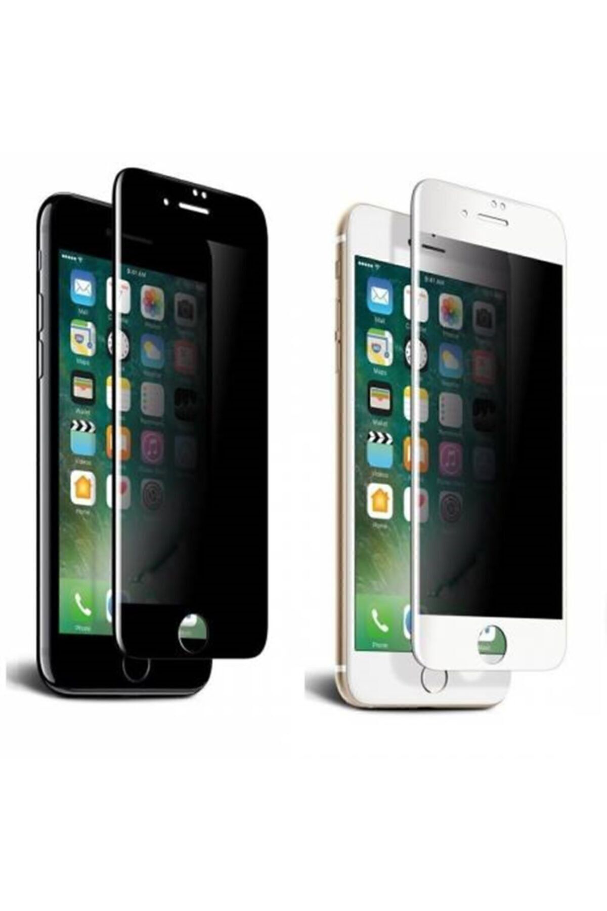 Mcasering İphone 7 Plus Beyaz Privacy Gizli Hayalet 5D Kırılmaz Cam Ekran K