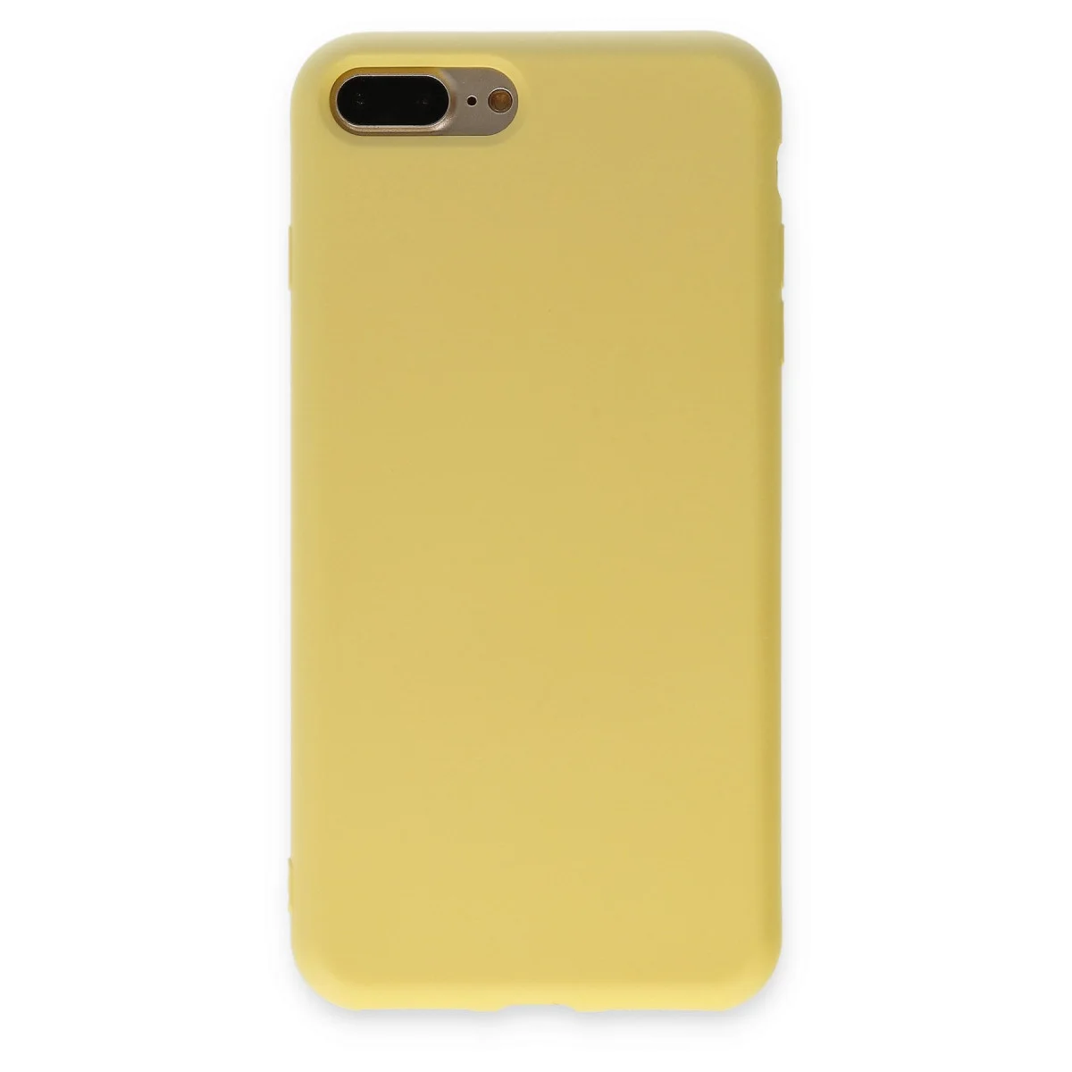 iPhone 7 Plus Kılıf Nano İçi Kadife Silikon - Sarı