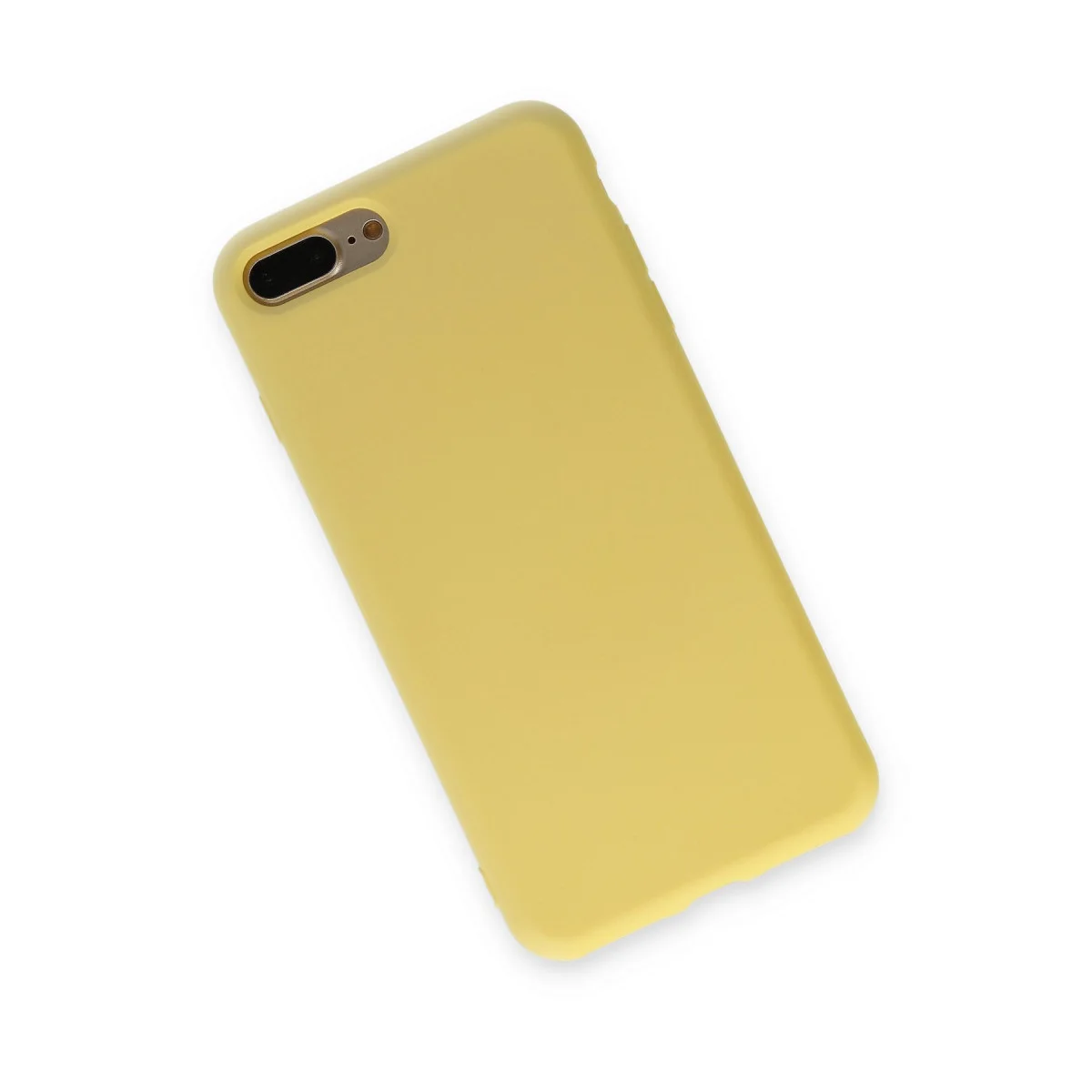 iPhone 7 Plus Kılıf Nano İçi Kadife Silikon - Sarı