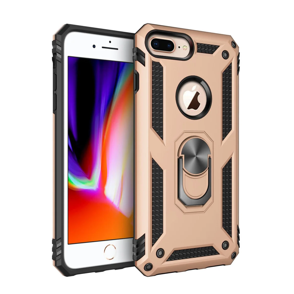 iPhone 7 Plus Sofya Yüzüklü Silikon Kılıf - Gold: İnce Tasarım ve Ultra Korumalı Çözüm