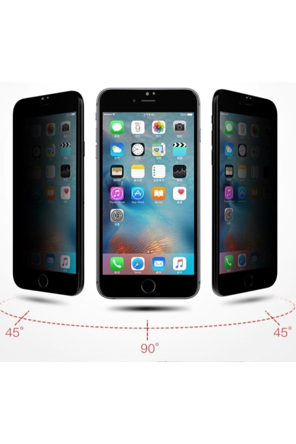 Iphone 7 Plus/8 Plus Hayalet Cam Black Full Kaplama