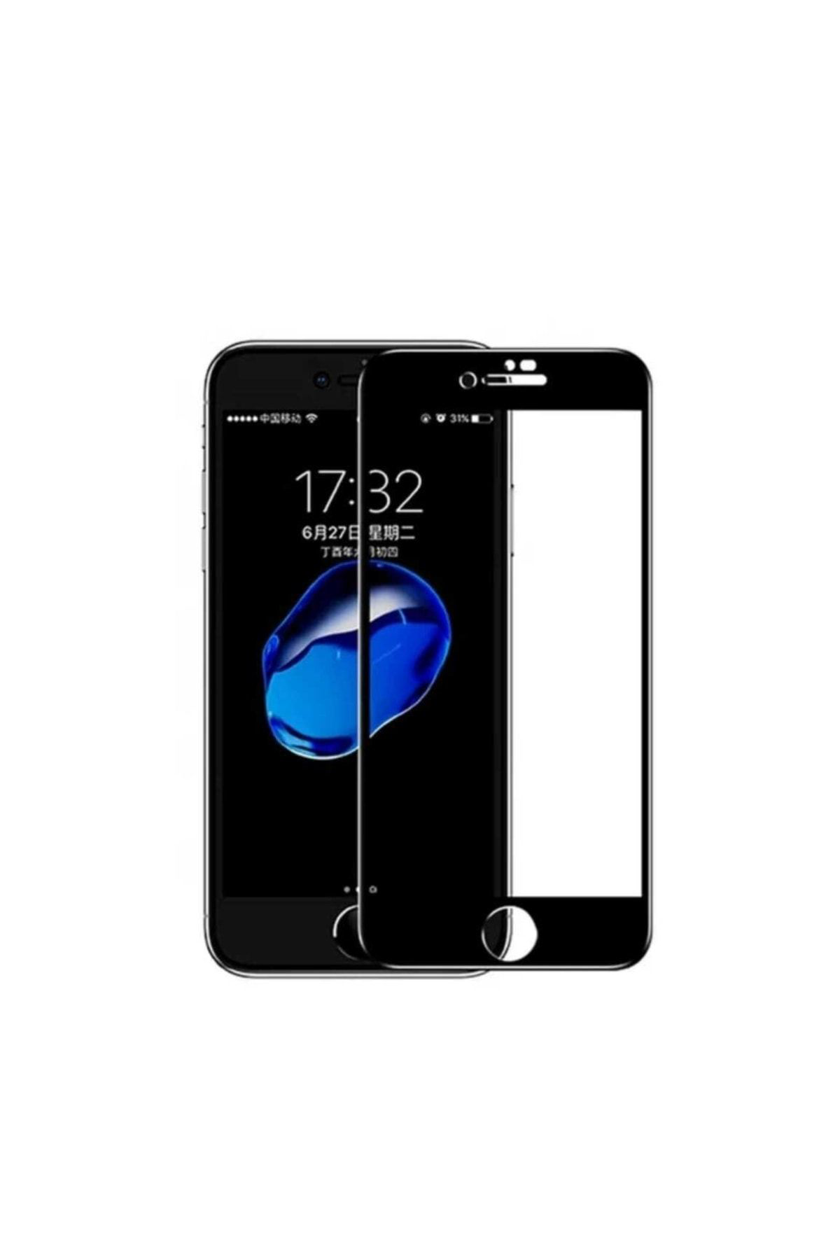 Iphone 7 Sıyah Mat Hayalet Tam Kaplayan Uyumlu Kırılmaz Cam Ekran