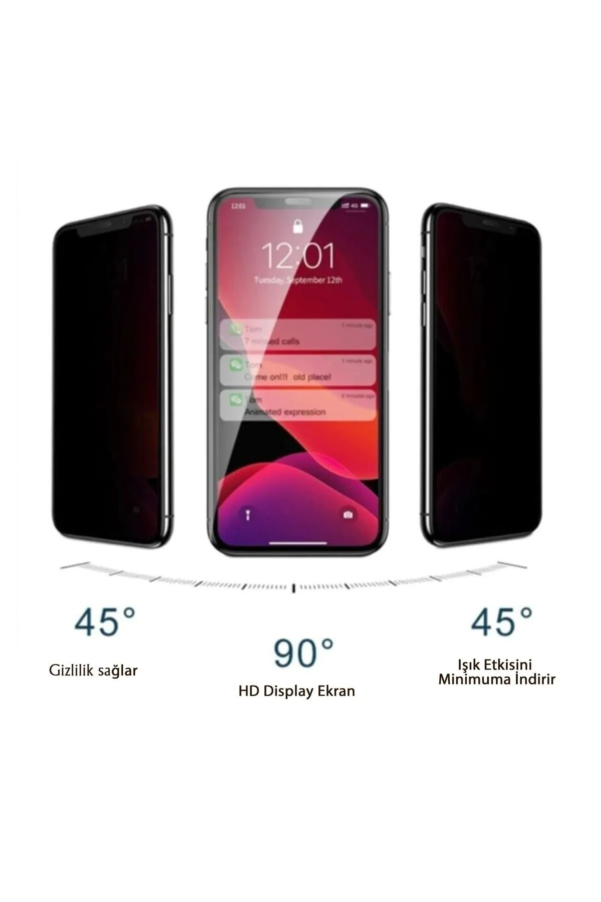 Just Cheap Store İphone 7G Siyah Uyumlu Hayalet Ekran Gizli Tam Kaplayan Kirilmaz 