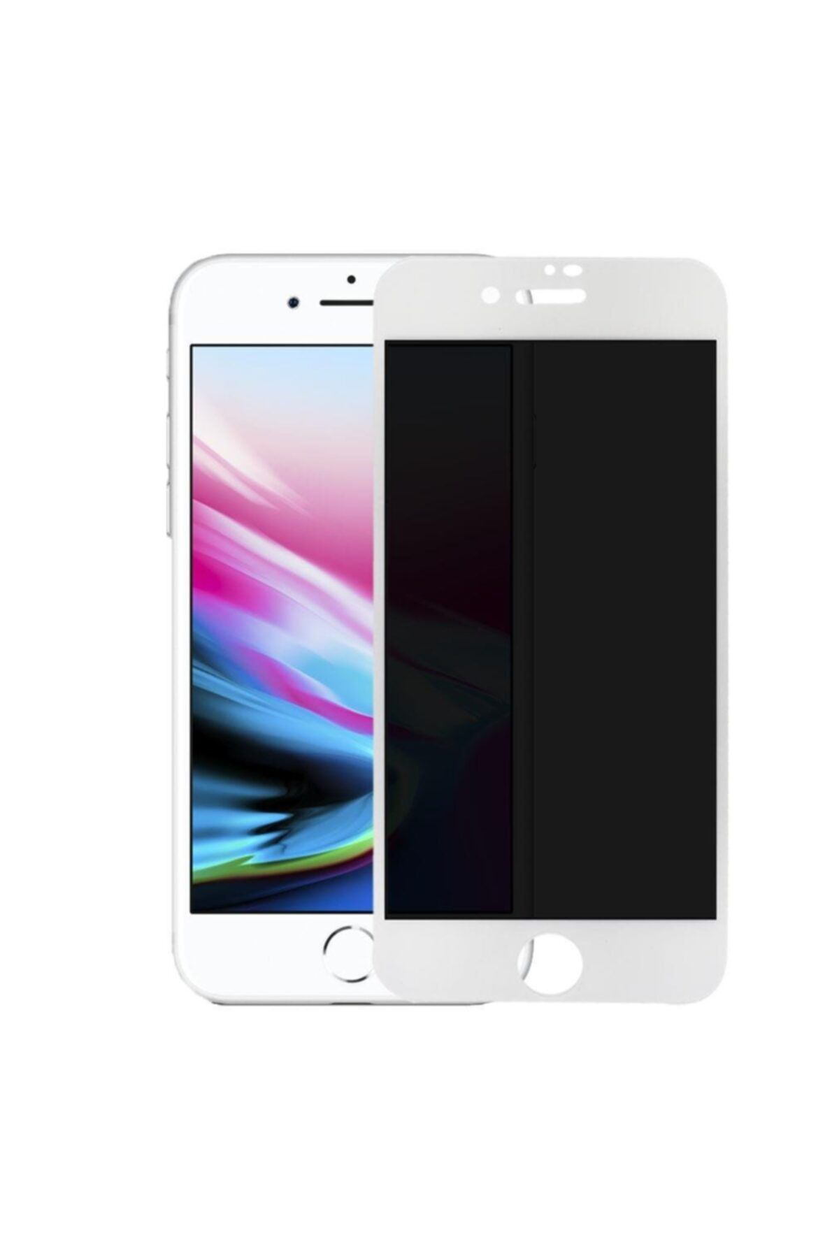 Mcasering İphone 8 Beyaz Gizlilik Filtreli Privacy Mat Seramik Hayalet Ekra