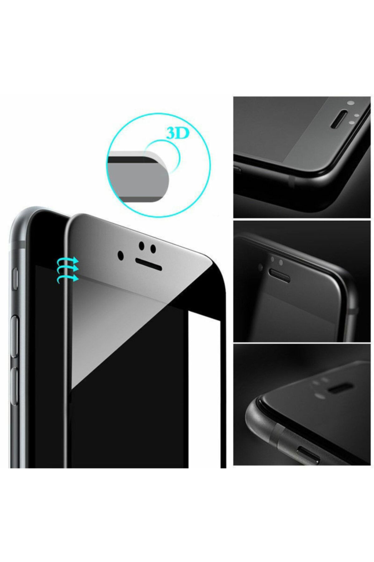 Iphone 8 Geniş Kavisli Tam Kaplayan 5d 6d Kırılmaz Cam ( Siyah )