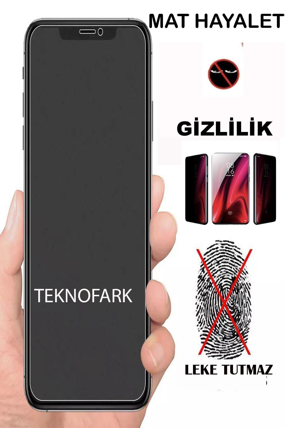 Iphone 8 Plus Mat Hayalet Ekran Gizli Tam Kaplayan Kırılmaz Cam S