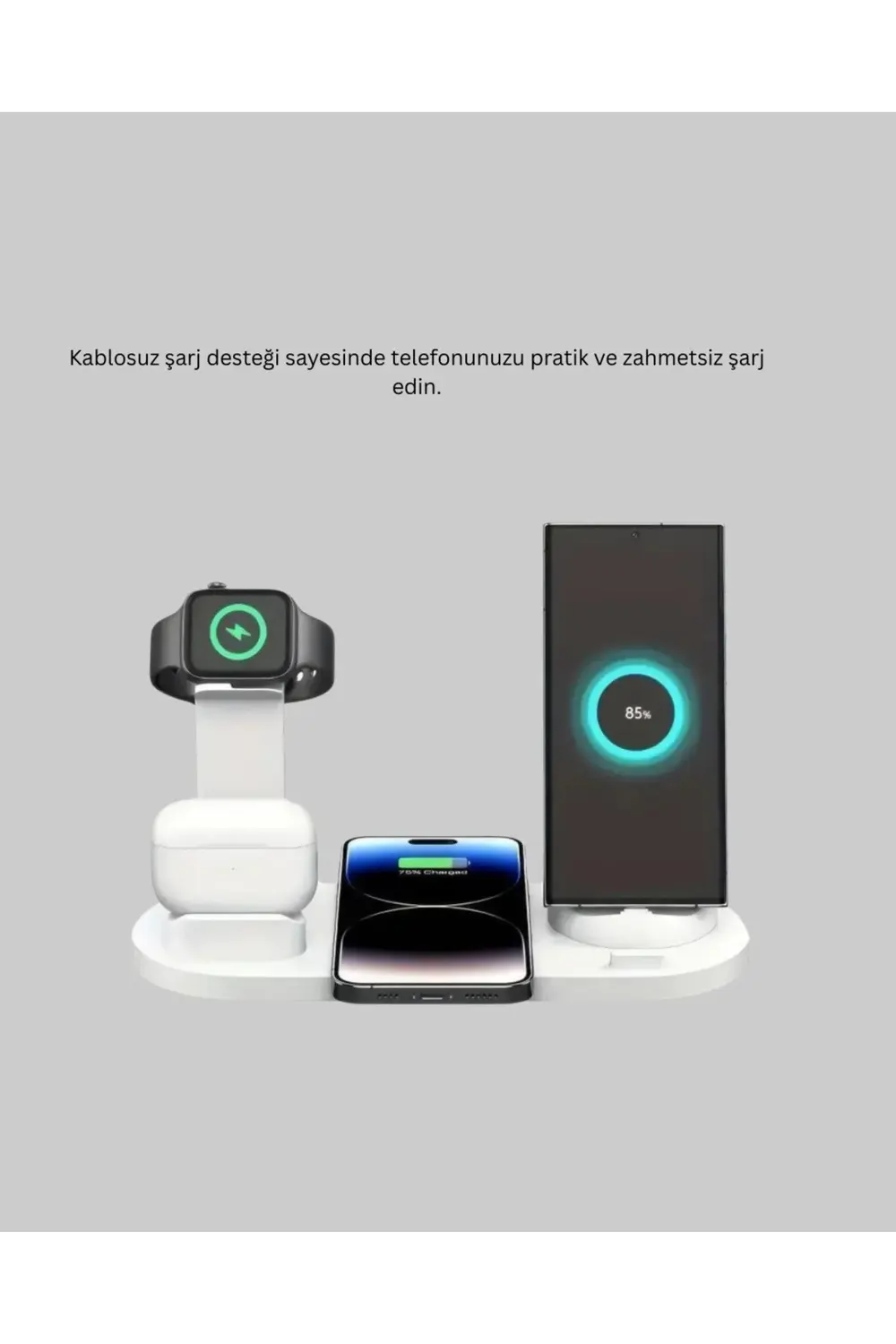 iPhone, AirPods ve Akıllı Saat Uyumlu Çoklu Şarj Cihazı