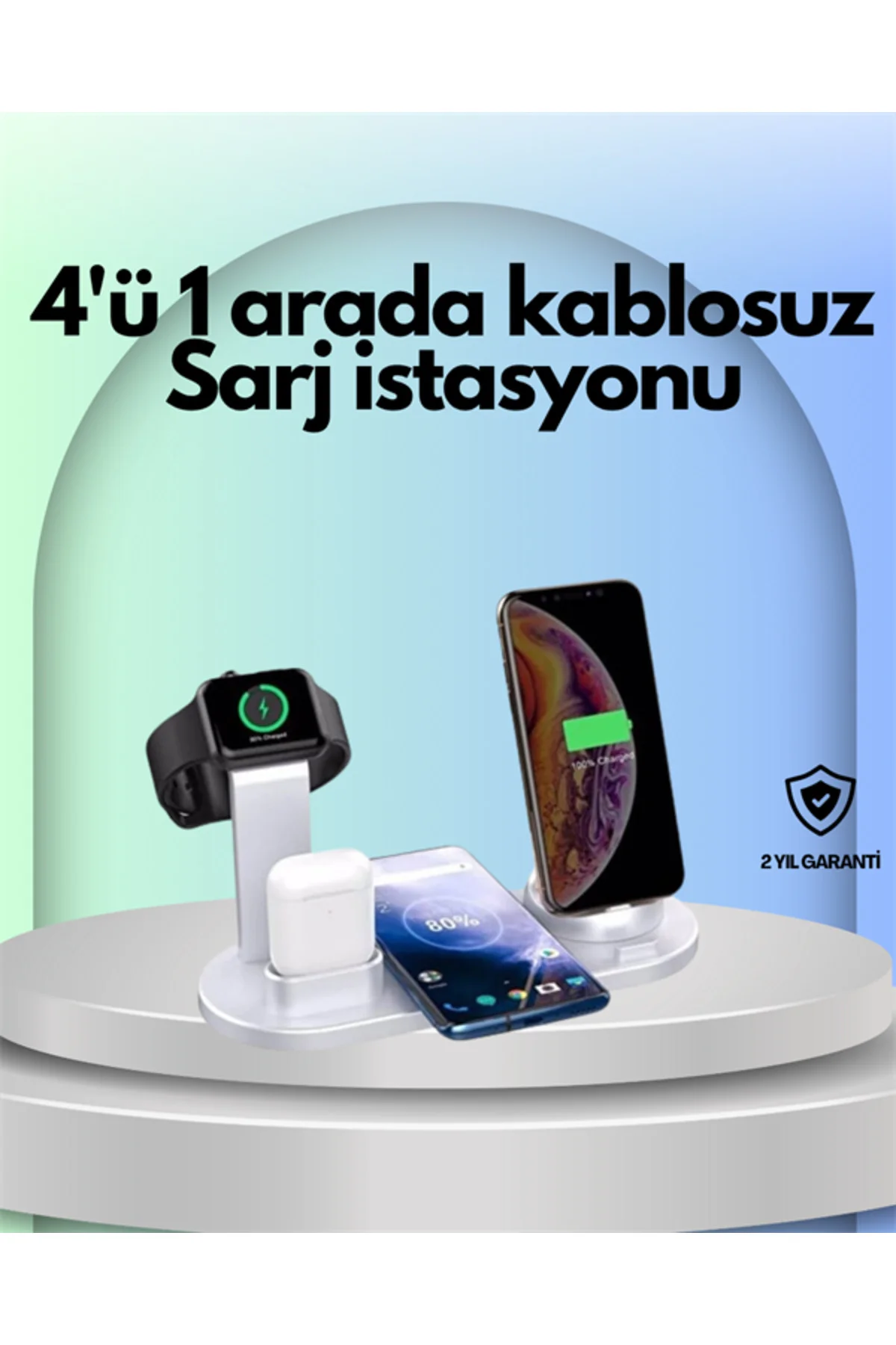 iPhone, Apple Watch ve AirPods ile Uyumlu 4'ü 1 Arada Şarj Ünites