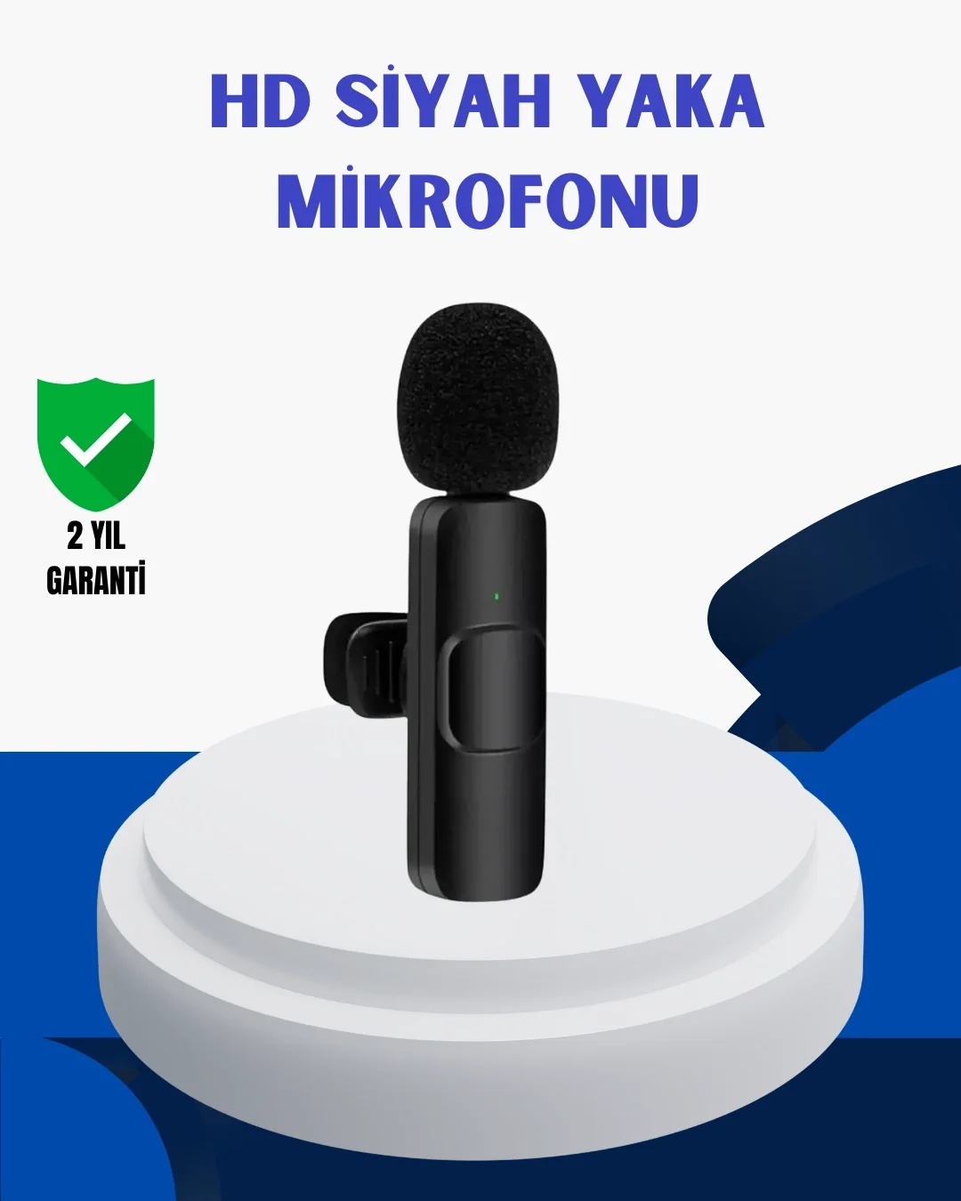 iPhone İçin Çift Mikrofonlu Telsiz Yaka Mikrofonu 360 Derece HD Ses