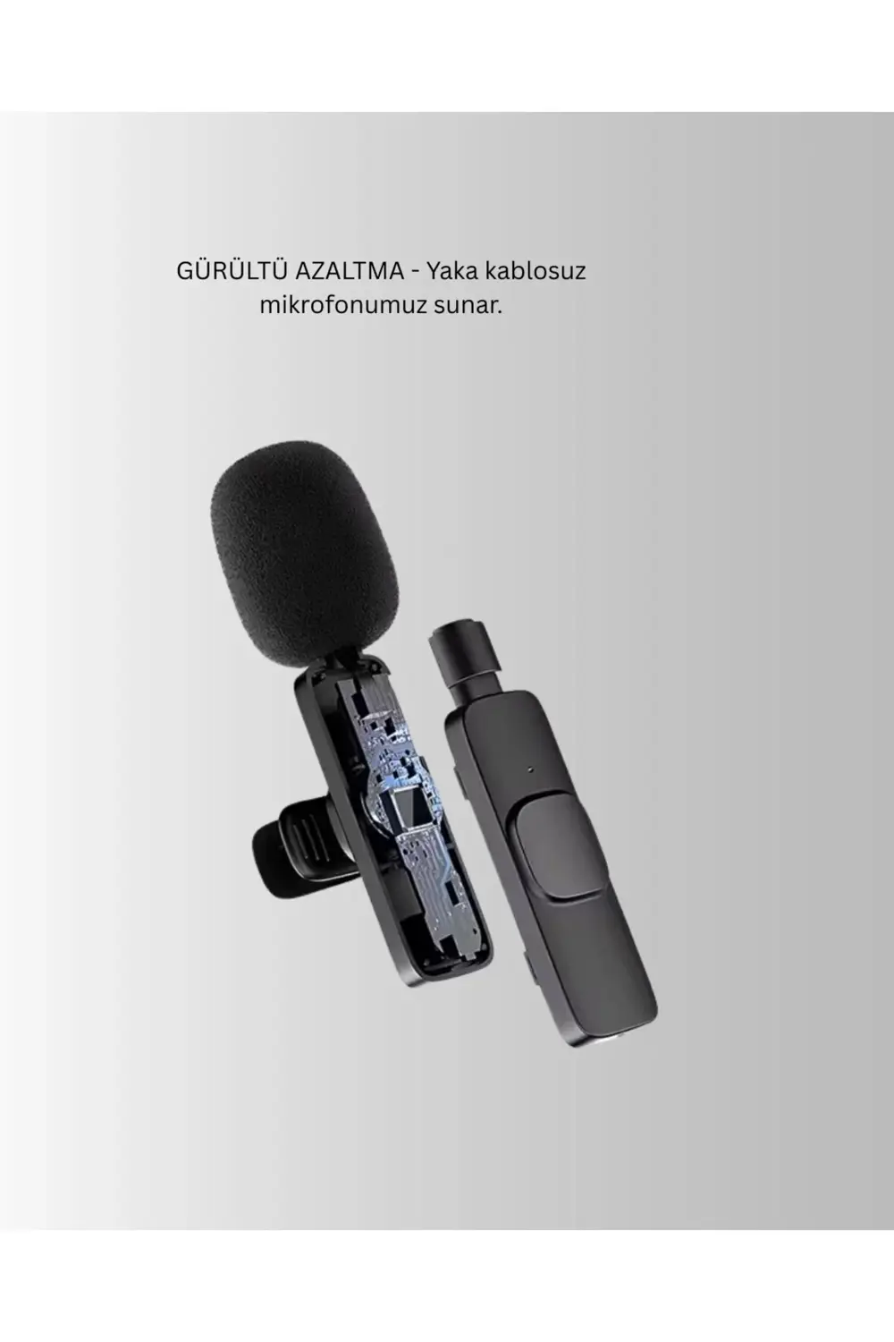 iPhone İçin Uyumlu Çift Mikrofonlu Telsiz Yaka Mikrofonu 360 Dere