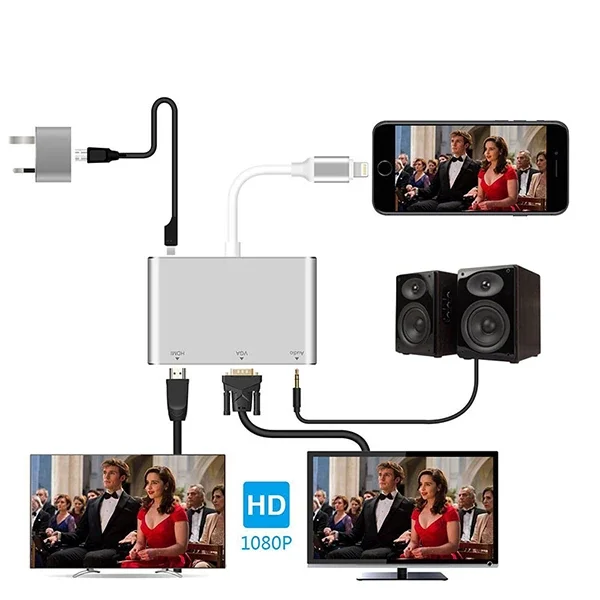 İPhone İPad P32 Hdmi Vga Av Audio Dönüştürücü Adaptör-1852 İPhone İPad P32 Hdmi Vga Av Audio Dönüştürücü Adaptör-1852