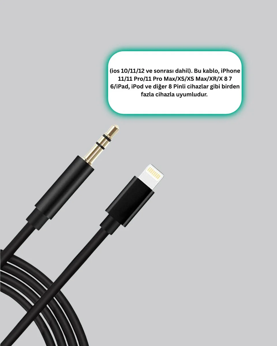 iPhone Lightning 3.5mm Aux Çevirici Kablo - JH-023 Stereo Ses Aktarıcı