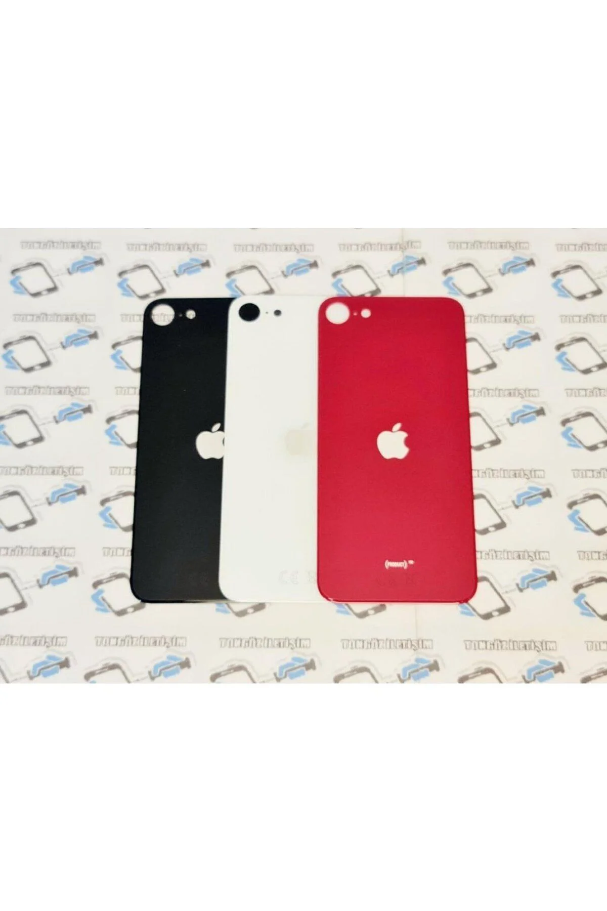 iPhone SE 2020 Arka Kapak Pil Kapağı Cam Ürün Siyah