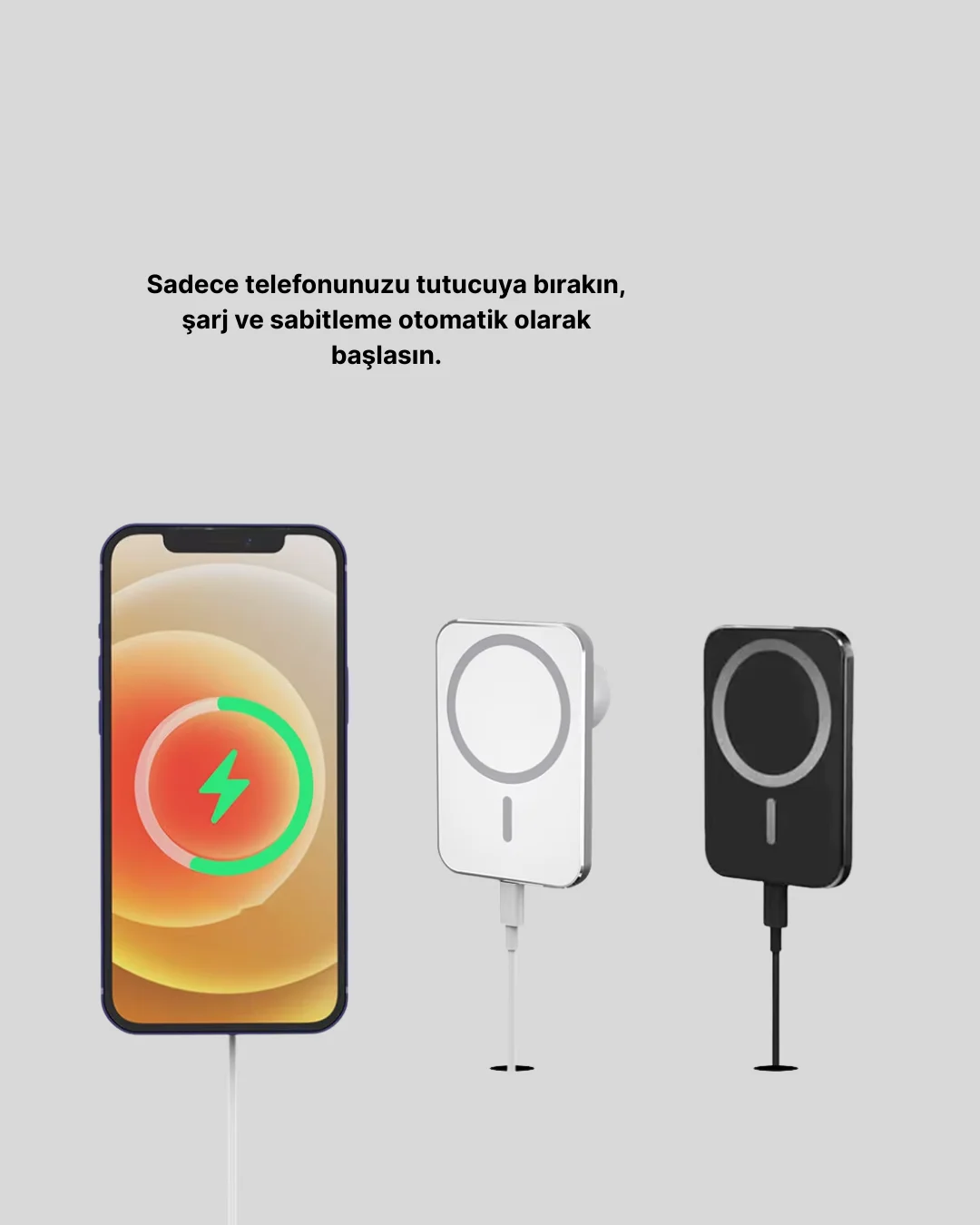 iPhone Serileri ile Uyumlu MagSafe Manyetik Araç Telefon Tutucu ve Şarj Cihazı