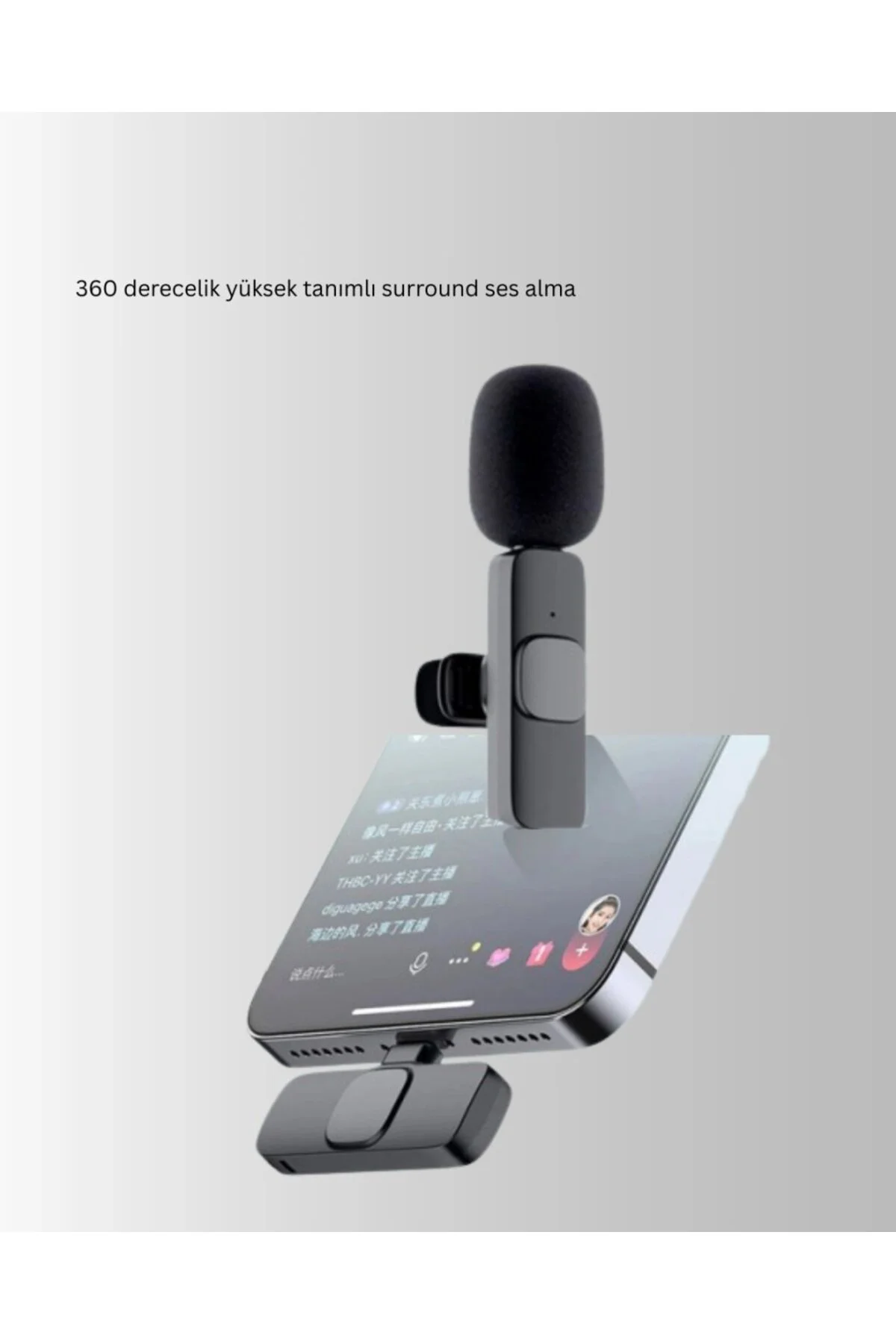 İphone Uyumlu Çift Mikrofonlu Kablosuz Yaka Seti Profesyonel Ses