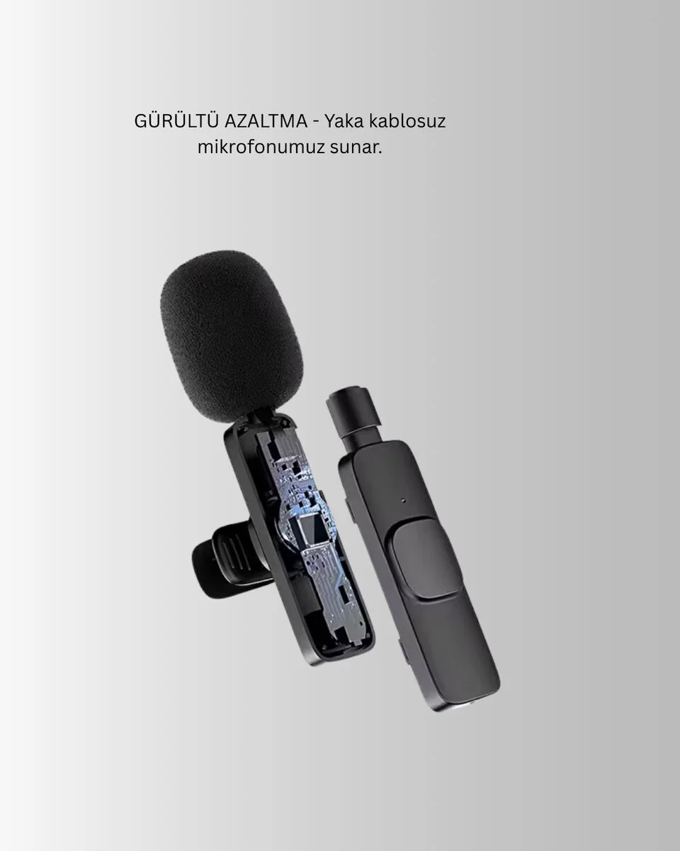 iPhone Uyumlu Çift Mikrofonlu Kablosuz Yaka Seti - Profesyonel Ses Kaydı