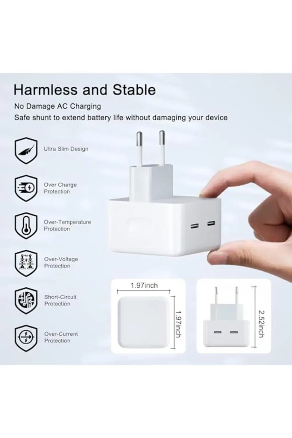 iPhone Uyumlu USB-C - Lighting 35W Hızlı Şarj Cihazı Çift Çıkışlı