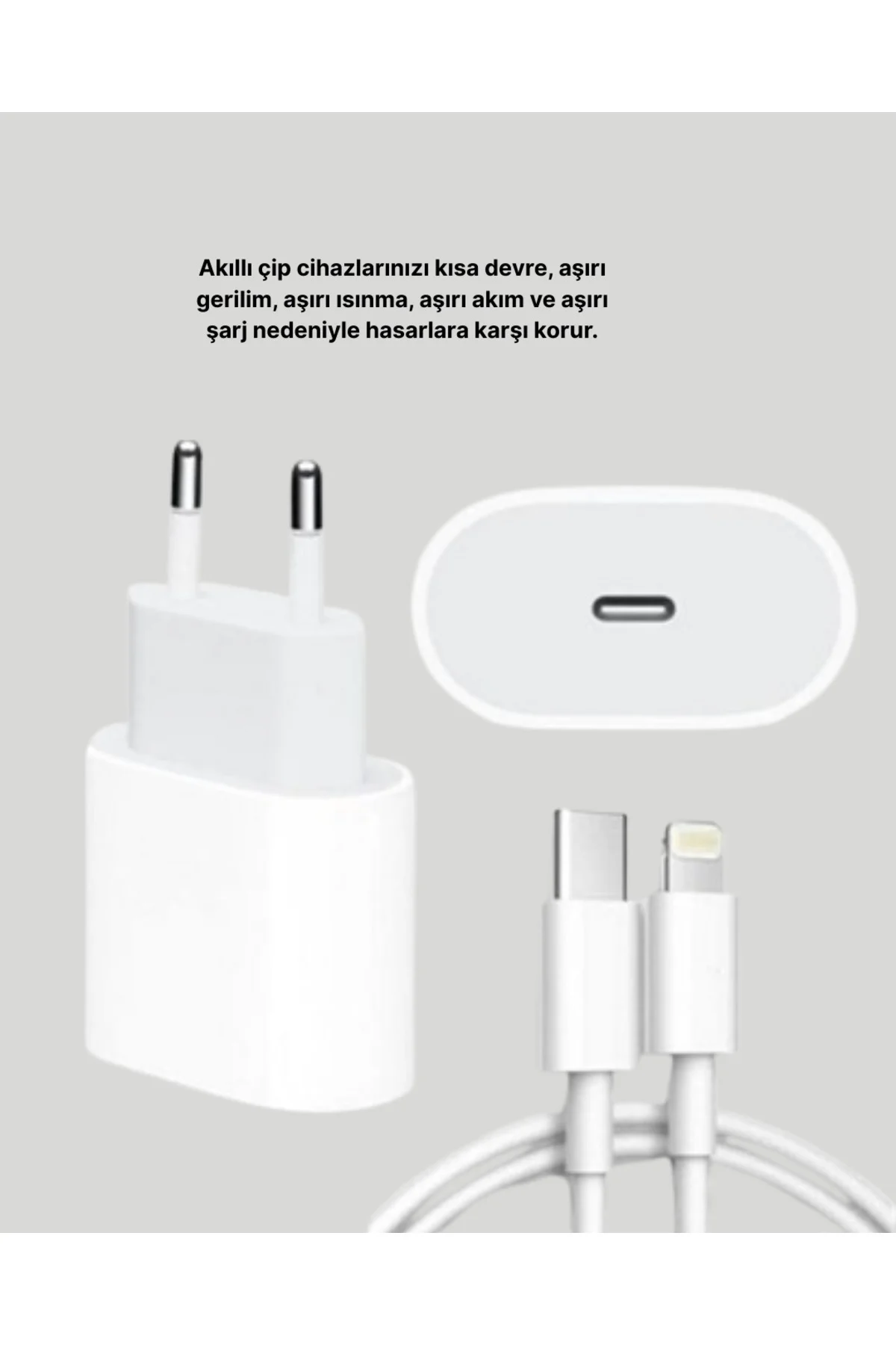 iPhone ve iPad Uyumlu 20W Güvenli USB-C Hızlı Şarj Adaptörü - Lis