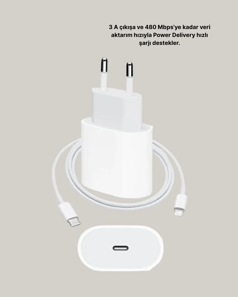 iPhone ve iPad Uyumlu 20W Güvenli USB-C Hızlı Şarj Adaptörü