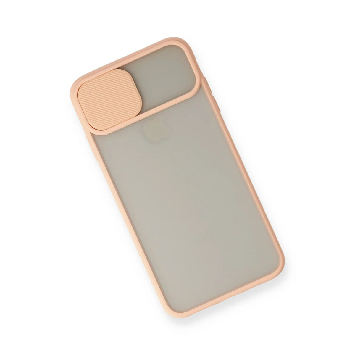 iPhone X Buzlu Kamera Sürgülü Silikon Kılıf Pembe