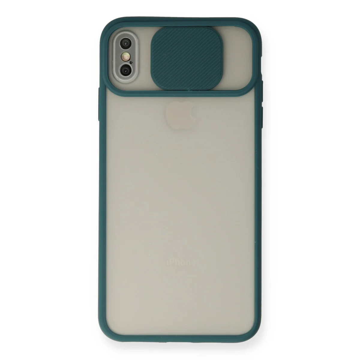 iPhone X Kılıf Yeşil Palm Buzlu Kamera Sürgülü Silikon - Kamera Koruma