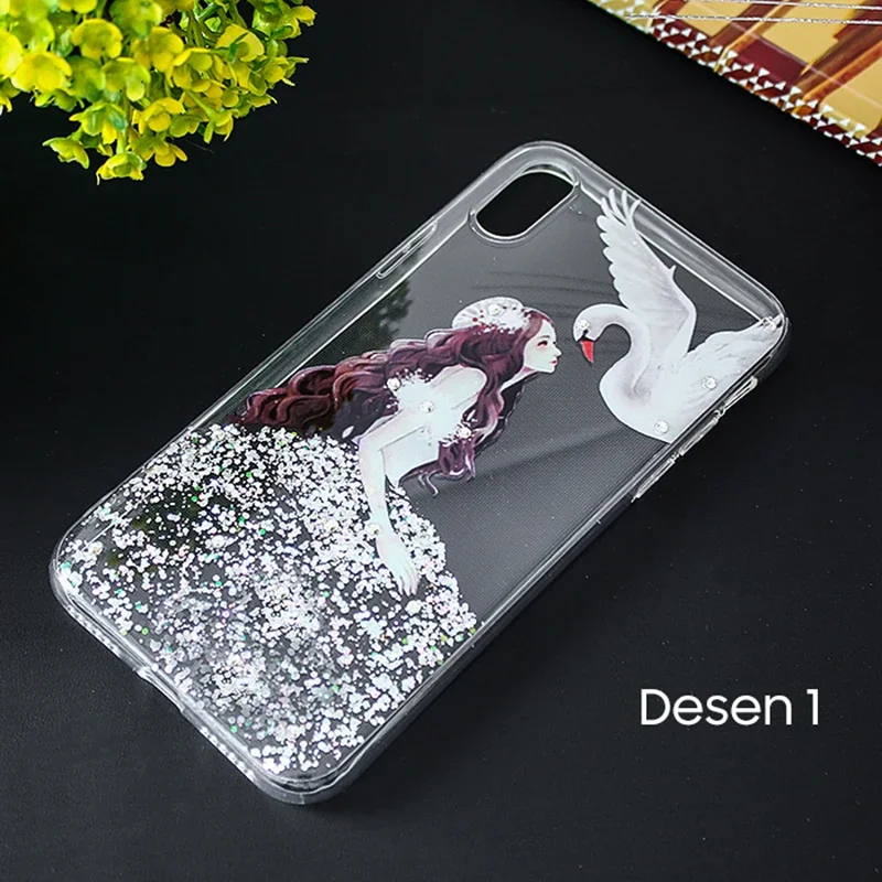 iPhone X Xs 3D Diamond Elbise Şeffaf Silikon Kılıf - 5775 Model