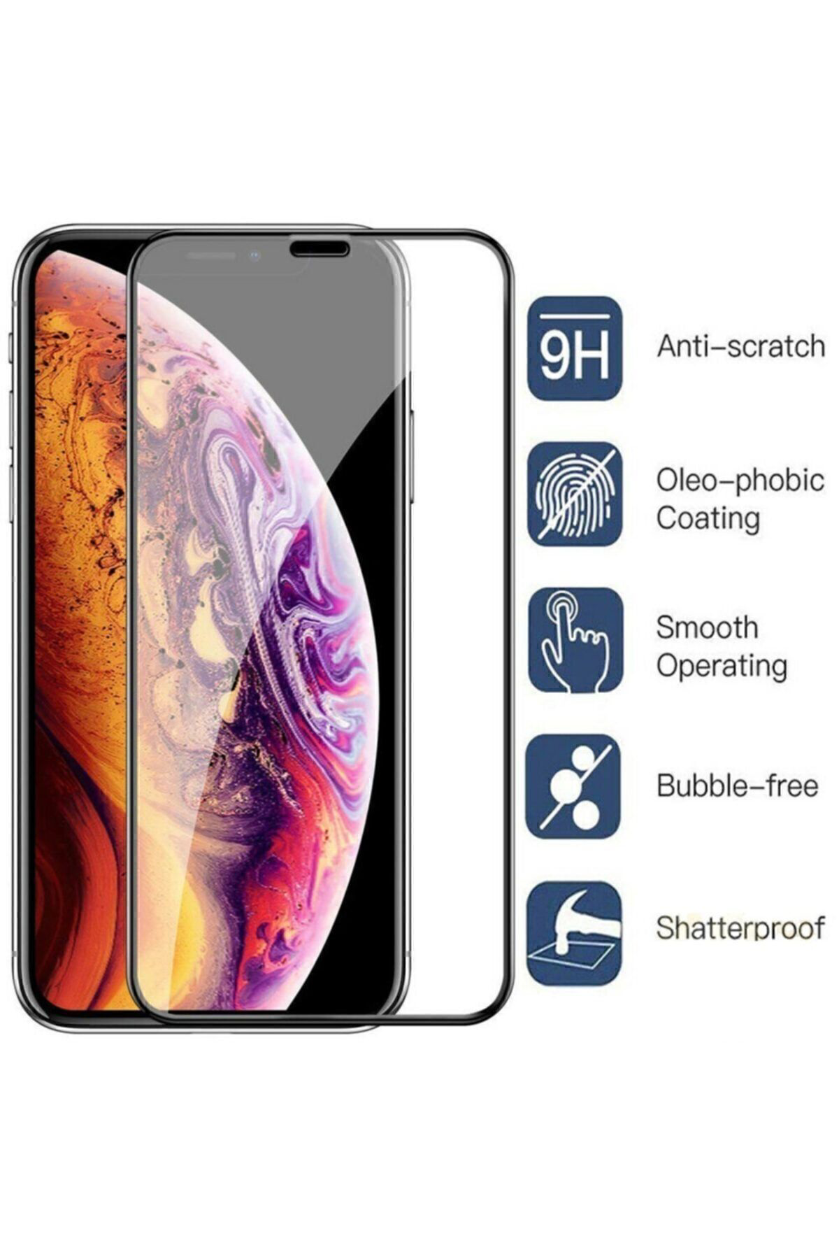 Iphone X / Xs Geniş Kavisli Tam Kaplayan Nano Seramik Kırılmaz Ca