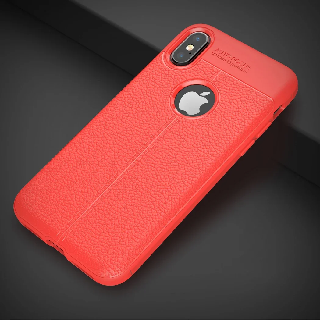 iPhone X XS Litchi Tam Koruma Soft Silikon Kılıf - 5775 Model
