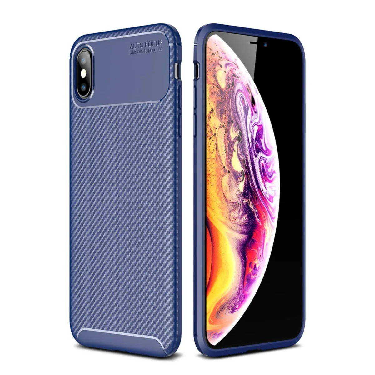 iPhone XS Max Auto Focus Karbon Kılıf - Lacivert & Sürdürülebilir Koruma
