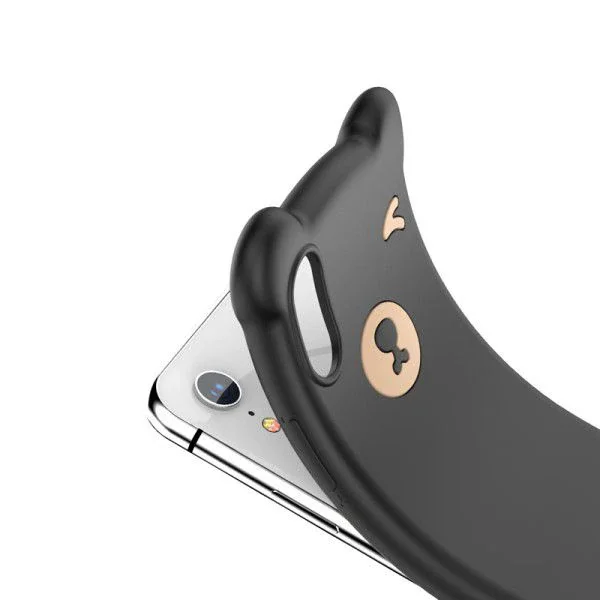 iPhone XS Max Ayı Figürlü Soft Silikon Kılıf - Sevimli 3D Tasarım
