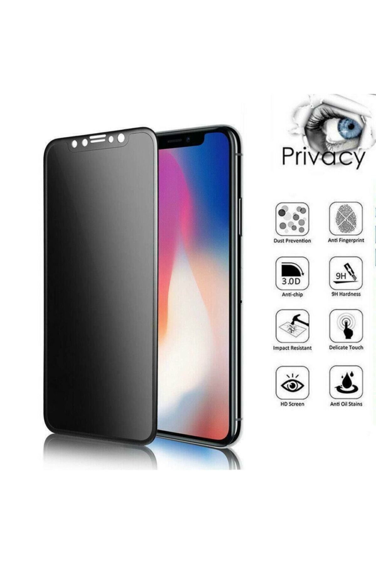 Iphone Xs Max Gizli Hayalet 5d Tam Kaplayan Kırılmaz Cam ( Siyah 