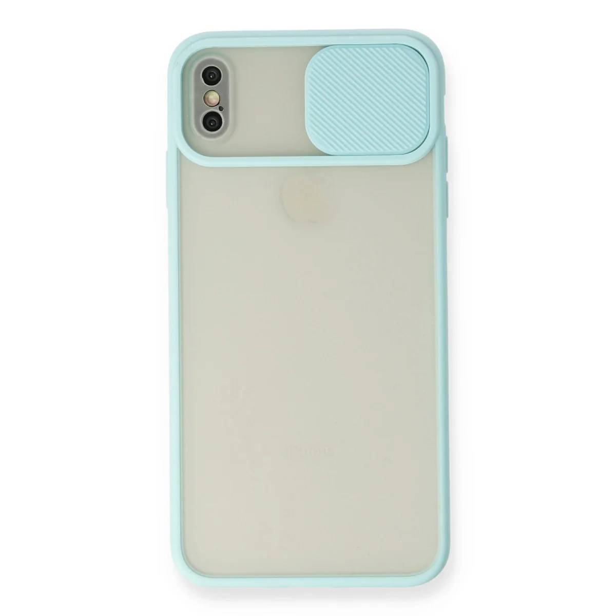 iPhone XS Max Kamera Sürgülü Silikon Kılıf - Turkuaz