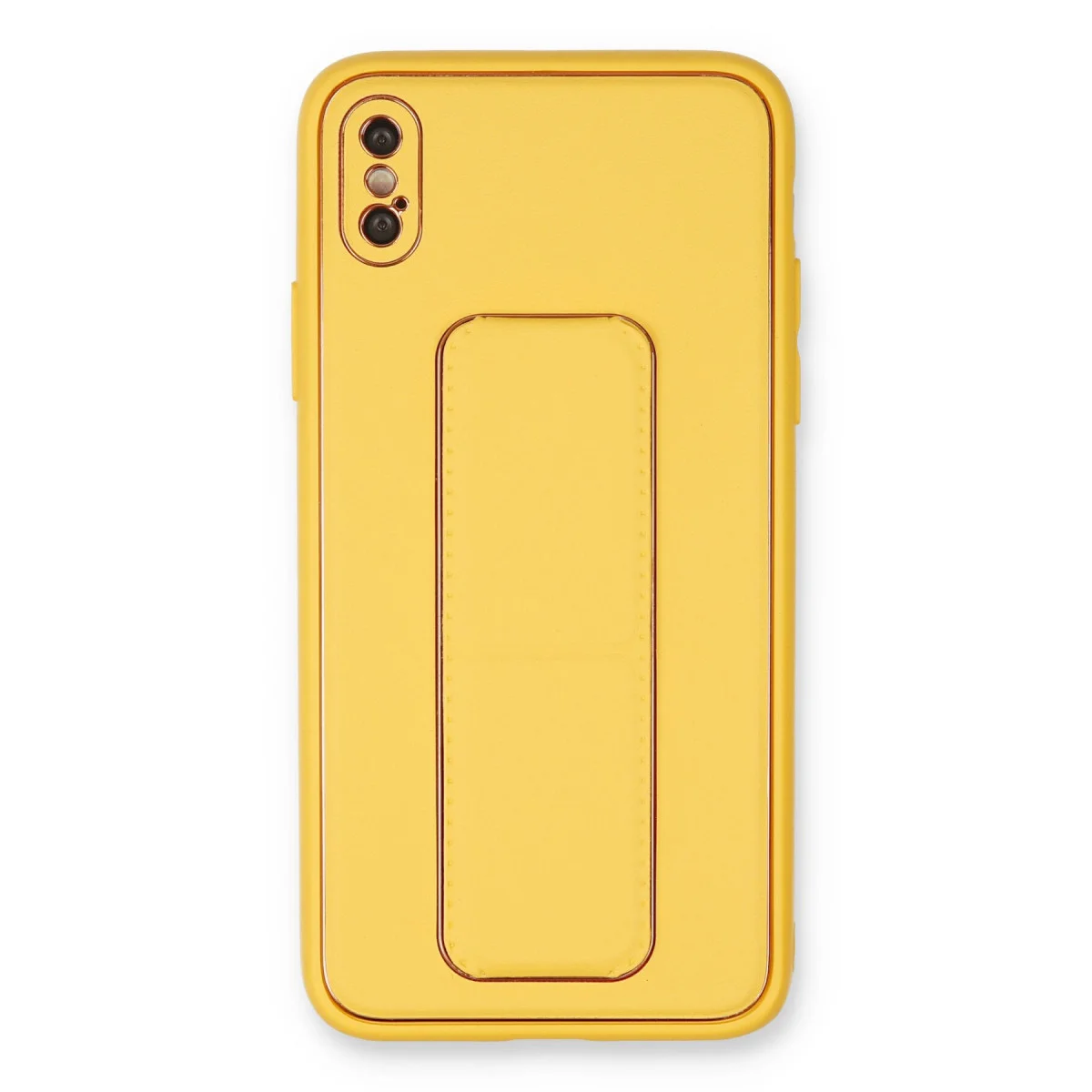 iPhone XS Max Kılıf - Coco Deri Standlı Kapak Sarı