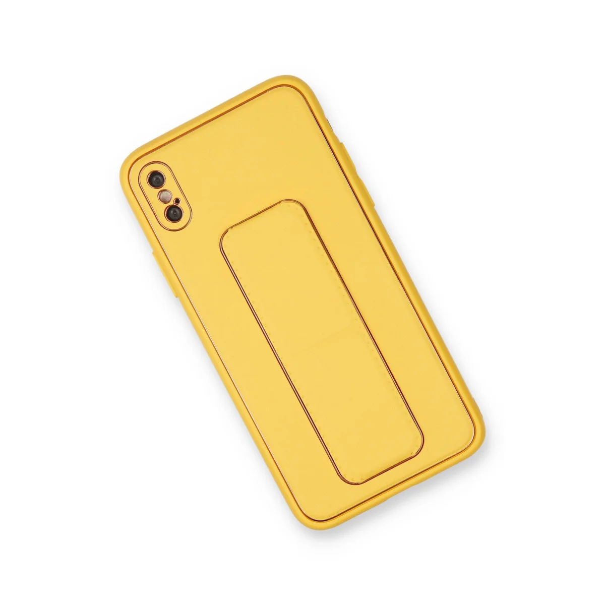 iPhone XS Max Kılıf - Coco Deri Standlı Kapak Sarı